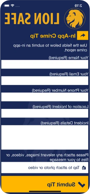 狮子安全应用程序的犯罪提示页面截图.  